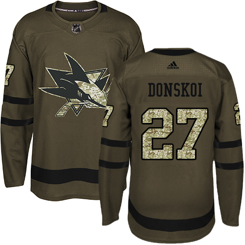 Adidas Sharks #27 Joonas Donskoi Green Salute to Service Stitched NHL Jersey